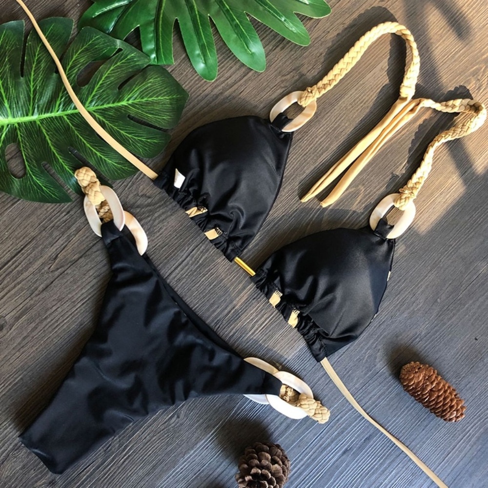 BLUE Braided Ties Bikini Swimsuit - Picture 5 of 14